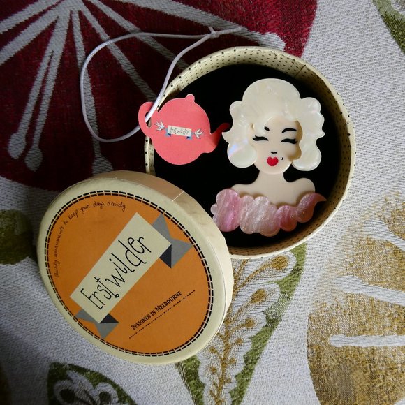 Erstwilder Jewelry Erstwilder Hollywood Blonde Pinup Girl Brooch W Box Poshmark